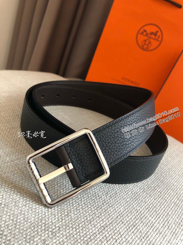HERMES高端男士皮帶 愛馬仕CODE 32 REVERSIBLE BELT皮帶 愛馬仕金屬扣雙面用腰帶  jjp1119
